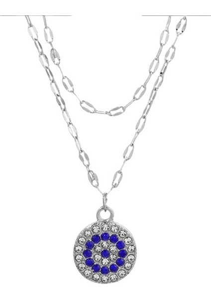 Yeni Altın Kaplama Şeytan Gözü Çift Katmanlı Kolye Şık Kişilik Alaşım Kolye Kazak Zinciri (Yurt Dışından) fiyatları