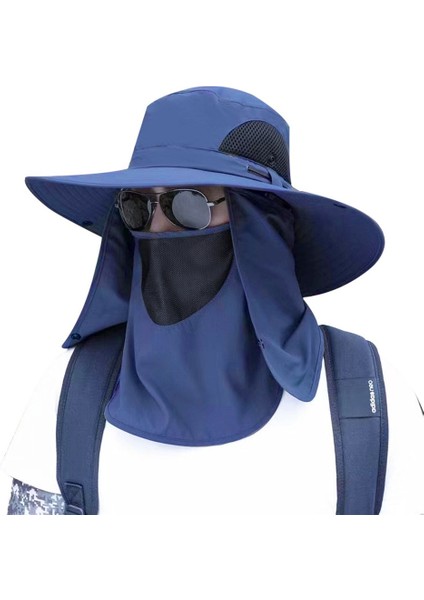 Popüler Erkek Güneş Şapkası Su Geçirmez Vizör Çıkarılabilir Açık Hava Seyahat Dağcılık Şapkası Yaz Büyük Siperlikli Balıkçı Balıkçı Şapkası [iki Set] (Yurt Dışından)