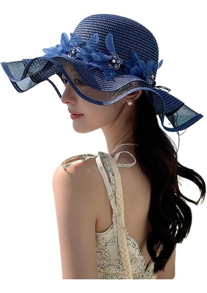 Yeni Stil Şapka Kadın Dantel Çiçek Hasır Şapka Yaz Büyük Siperlikli Güneş Şapkası Deniz Kenarı Plaj Güneş Şapkası (Yurt Dışından)