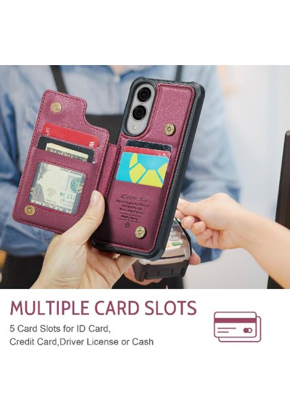 Samsung Galaxy S25 Kenar Ince Darbeye Dayanıklı Durumda Kart Tutucu Pu Için Flip Case (Yurt Dışından)