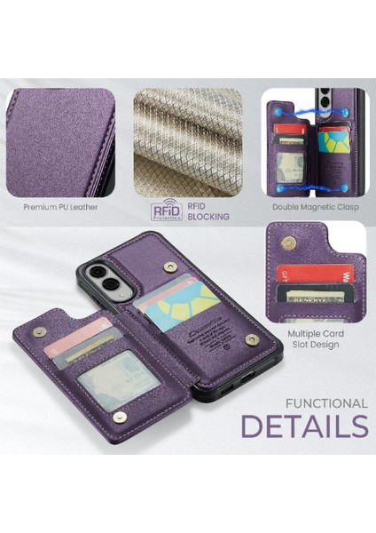 Samsung Galaxy S25 Kenar Ince Darbeye Dayanıklı Durumda Kart Tutucu Pu Için Flip Case (Yurt Dışından)