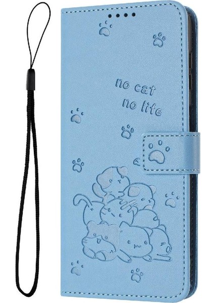 Tecno Camon 40 4g Için Flip Case Pu Deri Deri Cüzdan Sevimli Kedi Kartı (Yurt Dışından)