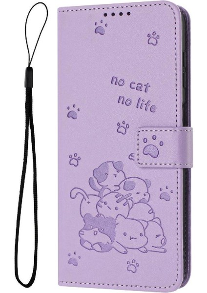 Tecno Camon 40 4g Için Flip Case Pu Deri Deri Cüzdan Sevimli Kedi Kartı (Yurt Dışından)