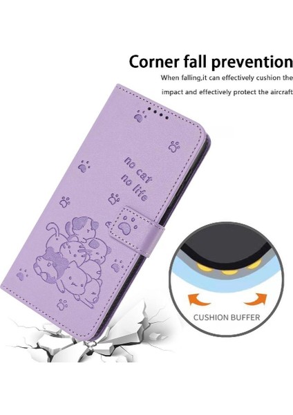 Tecno Camon 40 4g Için Flip Case Pu Deri Deri Cüzdan Sevimli Kedi Kartı (Yurt Dışından)