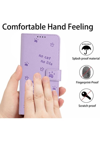 Tecno Camon 40 4g Için Flip Case Pu Deri Deri Cüzdan Sevimli Kedi Kartı (Yurt Dışından)