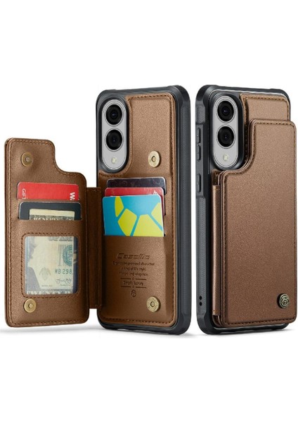 Samsung Galaxy S25 Kenar Ince Darbeye Dayanıklı Durumda Kart Tutucu Pu Için Flip Case (Yurt Dışından)