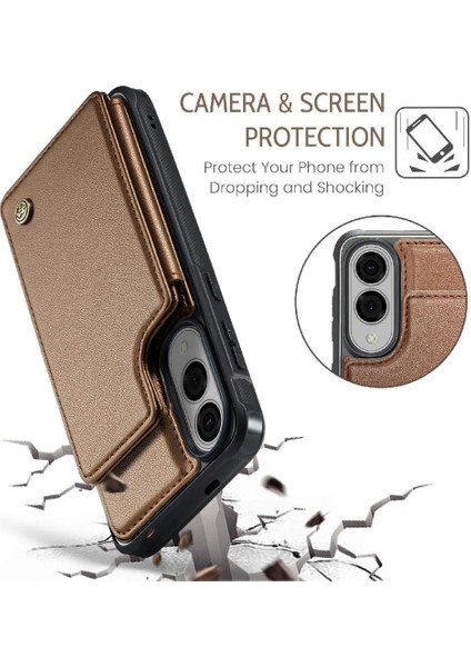 Samsung Galaxy S25 Kenar Ince Darbeye Dayanıklı Durumda Kart Tutucu Pu Için Flip Case (Yurt Dışından)