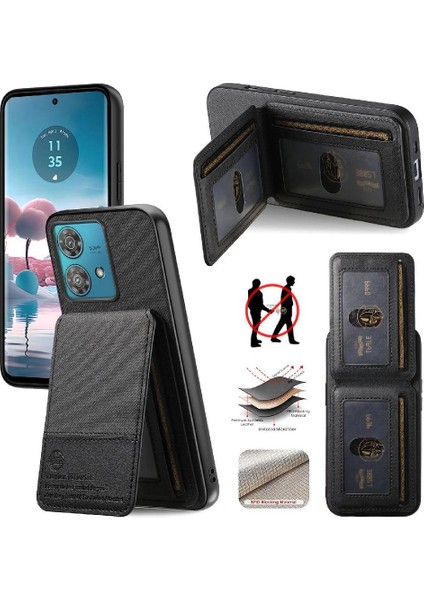 Motorola Edge 40 Neo Deri Çanta Darbeye Dayanıklı Rfıd Engelleme Cüzdan Için Kılıf (Yurt Dışından)