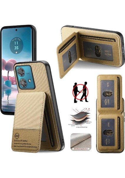 Motorola Edge 40 Neo Deri Çanta Darbeye Dayanıklı Rfıd Engelleme Cüzdan Için Kılıf (Yurt Dışından)