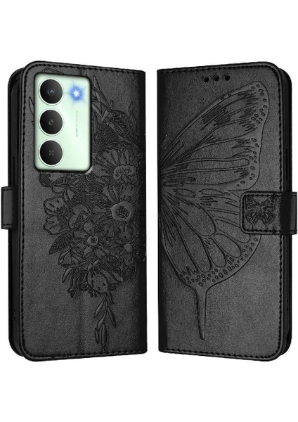 Realme Için Kılıf Realflip Kapak Kabartma Kelebek Premium Deri Manyetik (Yurt Dışından)