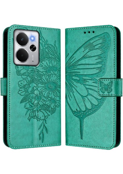 Realme 14 5g Kabartma Kelebek Manyetik Kapak Kapak Premium Için Kılıf (Yurt Dışından)