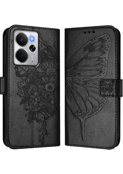Realme 14 5g Kabartma Kelebek Manyetik Kapak Kapak Premium Için Kılıf (Yurt Dışından)