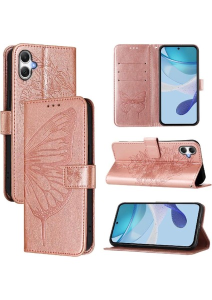 Samsung Galaxy A07 4g Kabartma Kelebek Manyetik Premium Kapak (Yurt Dışından)