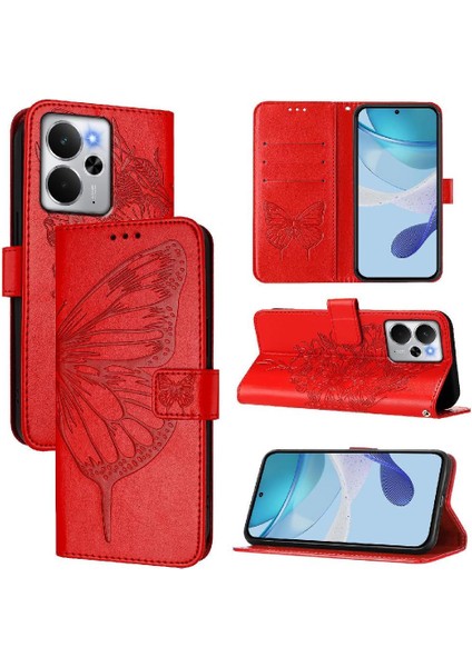 Realme 14 5g Kabartma Kelebek Manyetik Kapak Kapak Premium Için Kılıf (Yurt Dışından)