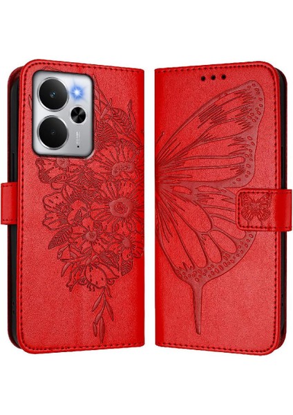 Realme 14 5g Kabartma Kelebek Manyetik Kapak Kapak Premium Için Kılıf (Yurt Dışından)