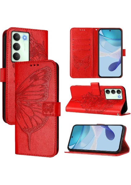 Realme Için Kılıf Realflip Kapak Kabartma Kelebek Premium Deri Manyetik (Yurt Dışından)