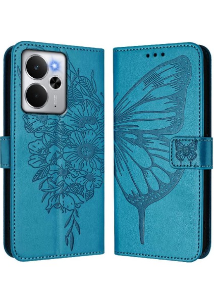 Realme 14 5g Kabartma Kelebek Manyetik Kapak Kapak Premium Için Kılıf (Yurt Dışından)