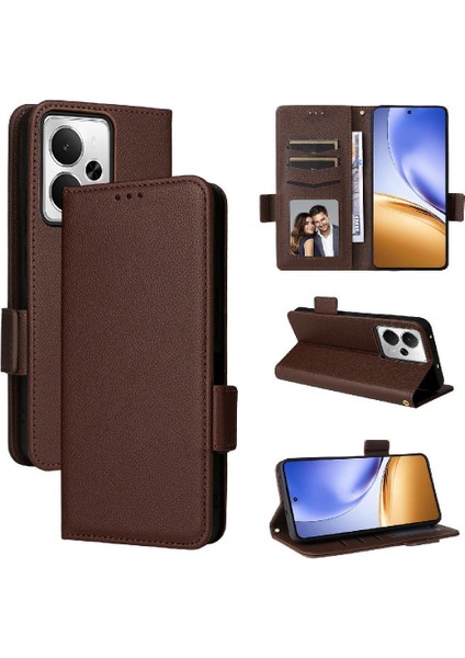 Realme 14 5g Kart Yuvaları Için Flip Case Tutucu Yan Toka Pu Deri Cüzdan (Yurt Dışından)