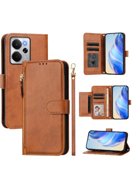 Realme 14 5g Fermuar Pu Deri Manyetik Kart Tutucu Için Flip Case (Yurt Dışından)