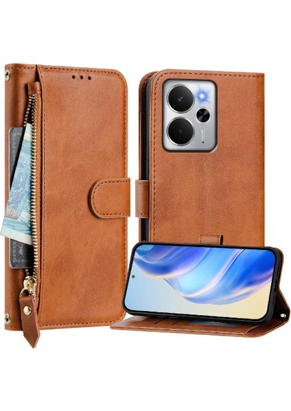 Realme 14 5g Fermuar Pu Deri Manyetik Kart Tutucu Için Flip Case (Yurt Dışından)
