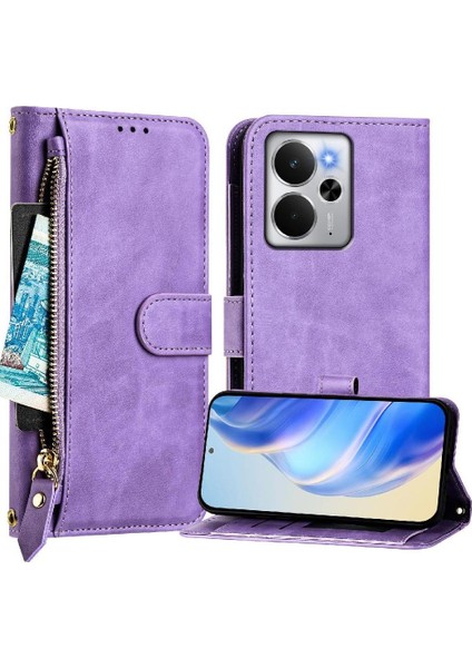 Realme 14 5g Fermuar Pu Deri Manyetik Kart Tutucu Için Flip Case (Yurt Dışından)
