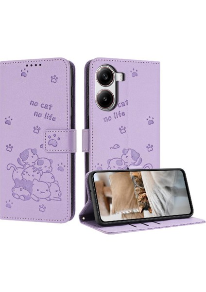 Xiaomi Poco X7 Pro 5g Için Flip Case Sevimli Kedi Deri Cüzdan Pu Deri (Yurt Dışından)