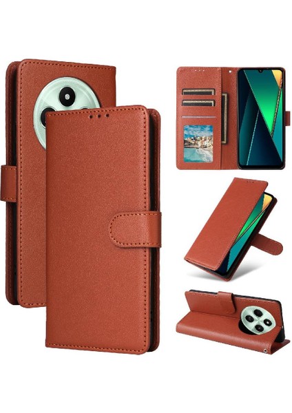 Xiaomi Poco C75 4g Pu Deri Cüzdan Kılıf Bilek Kayışı Kartı Için Flip Case (Yurt Dışından)