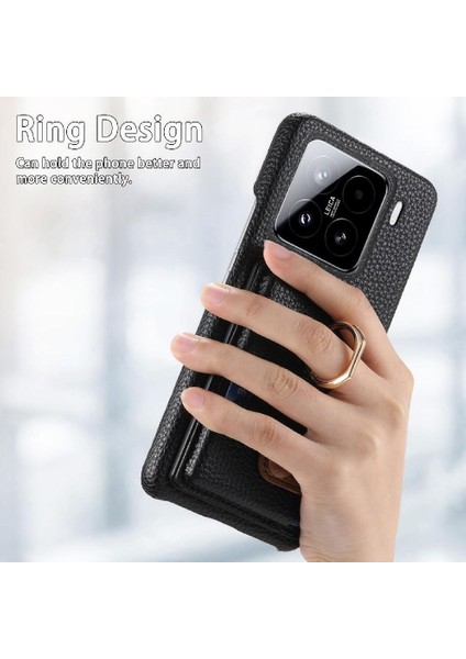 Xiaomi 15 Halka Standı Kart Yuvaları Premium Dokulu Deri Için Kılıf (Yurt Dışından) modelleri