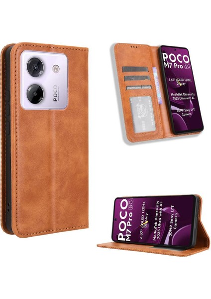 Xiaomi Poco M7 Pro 5g Için Kılıf Manyetik Cüzdan Kart Tutucu Kapak Kickstand (Yurt Dışından)