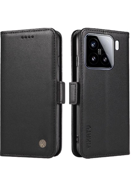 Kart Yuvaları Premium Faux Deri ile Xiaomi 15 Flip Case ile Uyumlu (Yurt Dışından)