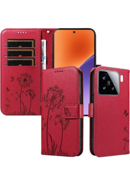 Kart Yuvaları ve Bilek Kayışı ile Xiaomi 15 Flip Case ile Uyumlu ve (Yurt Dışından)