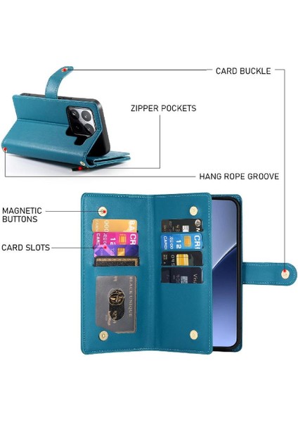 Xiaomi 15 Crossbody Kayış Cüzdan Çok Fonksiyonlu Iş Için Flip Case (Yurt Dışından) modelleri