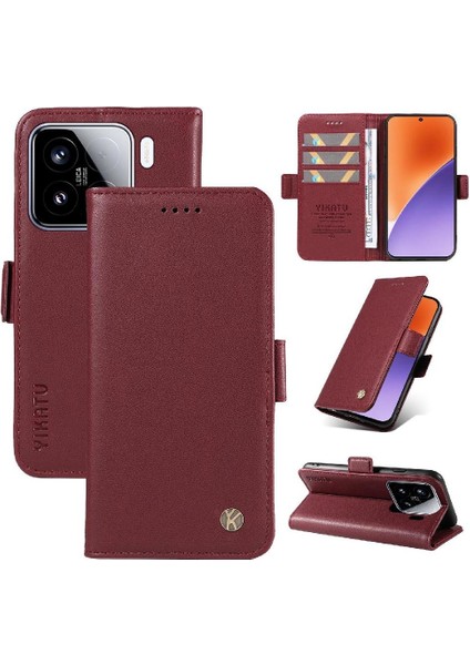 Kart Yuvaları Premium Faux Deri ile Xiaomi 15 Flip Case ile Uyumlu (Yurt Dışından)