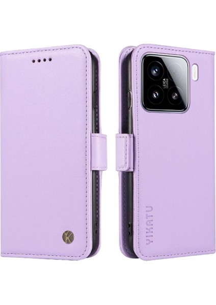 Kart Yuvaları Premium Faux Deri ile Xiaomi 15 Flip Case ile Uyumlu (Yurt Dışından)