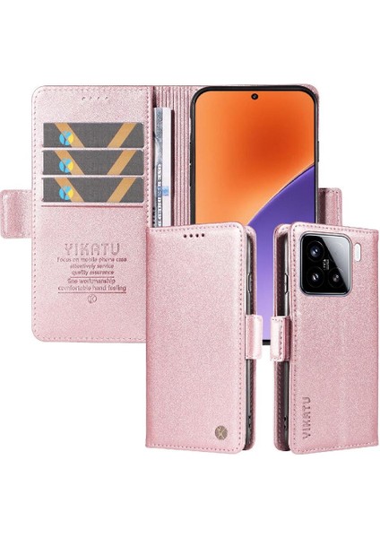 Kart Yuvaları Premium Faux Deri ile Xiaomi 15 Flip Case ile Uyumlu (Yurt Dışından)