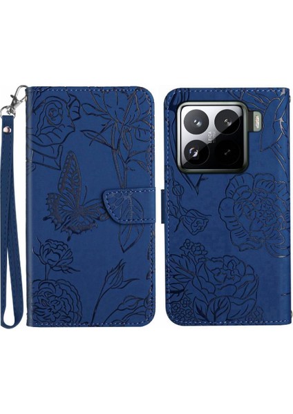 Bilek Kayışı Darbeye Pu ile Xiaomi 15 Çiçek ve Kelebekler Için Kılıf (Yurt Dışından)