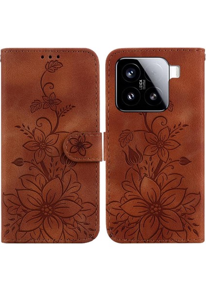 Xiaomi 15 Için Flip Case Kart Tutucu Manyetik Kickstand Cüzdan Kabartmalı Zambak (Yurt Dışından) fırsatları