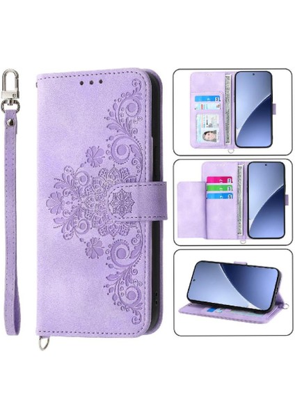 Xiaomi 15 Kabartmalı Bileklik Darbeye Dayanıklı Çoklu Kredi Kartı Için Flip Case (Yurt Dışından)