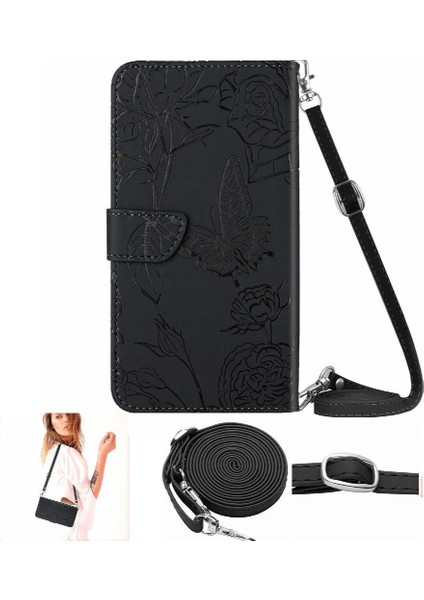 Kart Sahibi ve Uzun Kayış Kelebekler ve Çiçekler ile Xiaomi 15 Için Kılıf (Yurt Dışından)