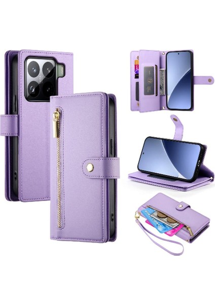 Xiaomi 15 Kickstand Bilek Kayışı Cüzdan Bölmesi Kartı Için Flip Case (Yurt Dışından)