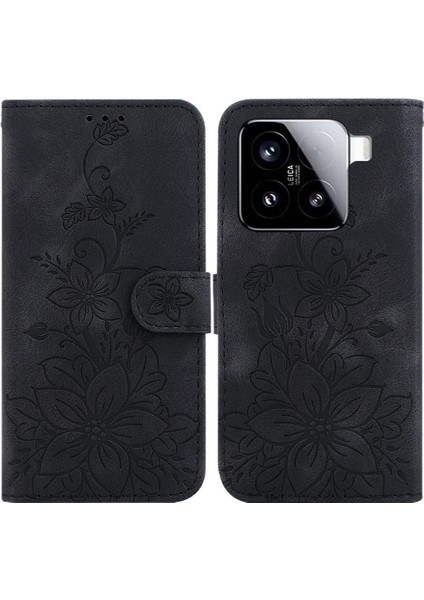 Xiaomi 15 Için Flip Case Kart Tutucu Manyetik Kickstand Cüzdan Kabartmalı Zambak (Yurt Dışından)