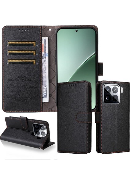 Xiaomi 15 Cüzdan Kablosuz Şarj Manyetik Araç Montaj Crad Için Flip Case (Yurt Dışından)