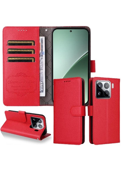 Xiaomi 15 Cüzdan Kablosuz Şarj Manyetik Araç Montaj Crad Için Flip Case (Yurt Dışından)