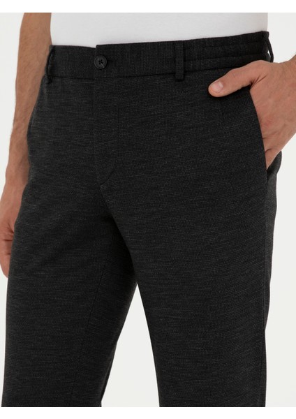 Erkek Siyah Slim Fit Yün Karışımlı Pantolon 50284758-VR046