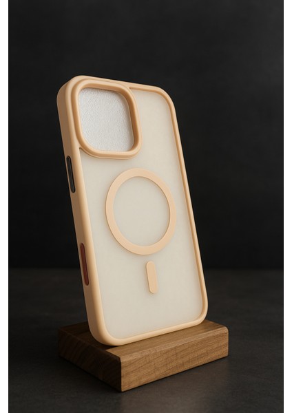 iPhone 16 Pro Krem Kenarlı Mat Şeffaf Kılıf – Sade Lüks, Yumuşak Güç