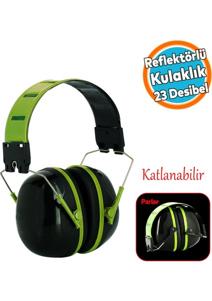 Reflektörlü Manşonlu Kulaklık Gürültü Önleme 23 Db Ses Koruma Kulak Işitme Koruyucu Reflektif