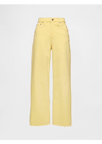 Kadın Sarı High Rise Stride Wide-Leg Ankle Jean Pantolon fiyatları