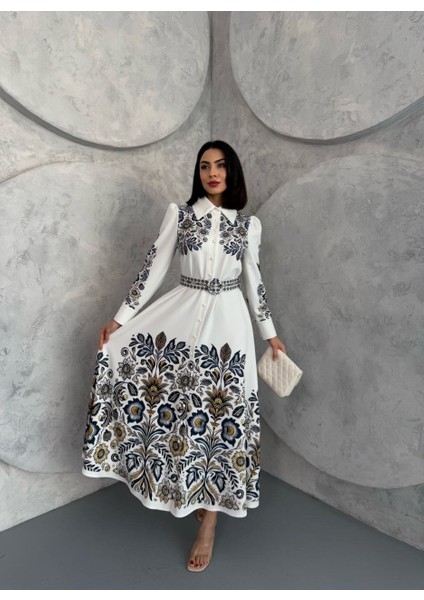 Atlas Kumaş Elbise (Kemer Dahildir)