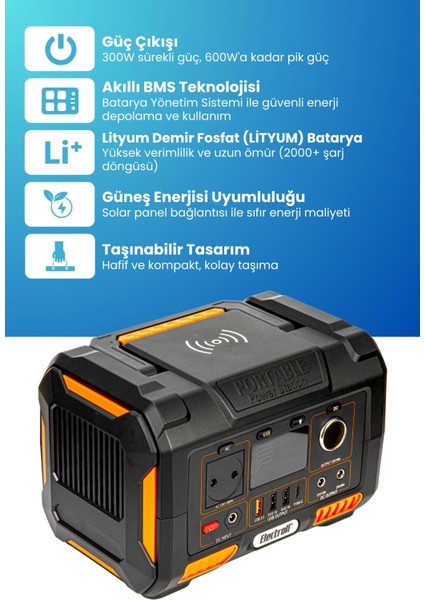 300w 285wh Akıllı Bms Lityum Güneş Enerjili Taşınabilir Güç Depolama İstasyonu modelleri