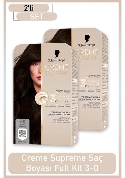 Creme Supreme Full Kit 3-0 Koyu Kestane x 2ADET